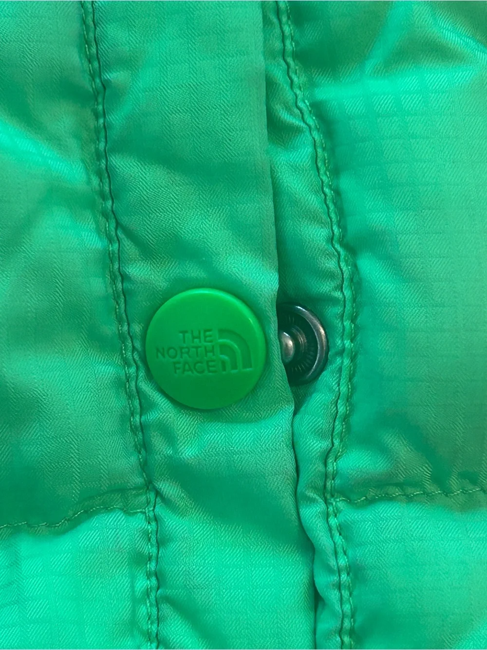 The North Face Olive Green and Dark Brown Kids Puffer Jacket Stained sleeves